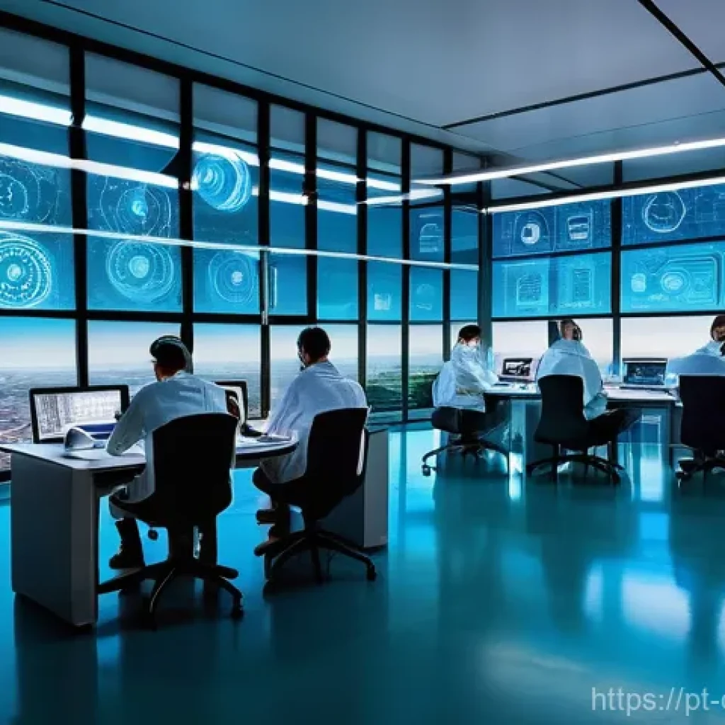 양자 암호화의 데이터를 활용한 연구 - **Quantum Cryptography Research in Portugal:** A futuristic, sleek laboratory in Lisbon, Portugal, w...