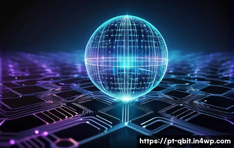 양자 암호화의 기술적 장점과 단점 - **Prompt:** A visually stunning, abstract representation of quantum cryptography securing digital in...