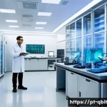 Home 21 양자 암호화 기술의 주요 기업 분석 - A futuristic laboratory scene showcasing advanced quantum cryptography hardware: a sleek, high-tech ...