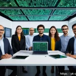 Home 20 양자 암호화의 교육적 접근 - A futuristic laboratory setting in São Paulo, Brazil, showing a diverse group of professionals—weari...