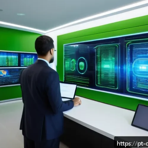 Home 31 양자 암호화의 응용 분야 확장 - A futuristic financial institution office in São Paulo, Brazil, showcasing a high-tech quantum encry...