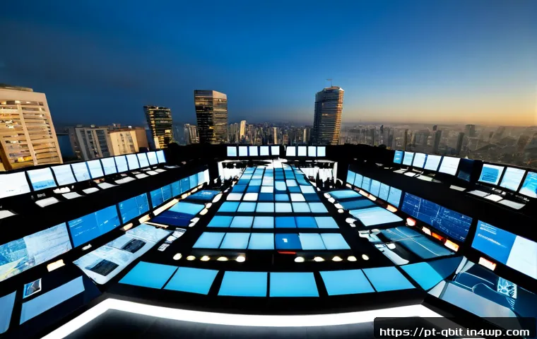 Home 17 양자 암호화의 산업별 적용 방안 - Photorealistic cybersecurity operations center in São Paulo, Brazil, showing a diverse team of finan...